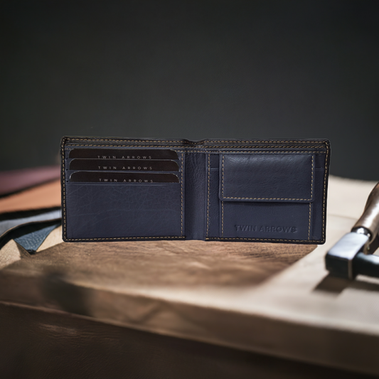 Men’s Genuine Leather Wallet (Double colour) Blue
